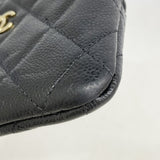 【6fd6191】シャネル コインケース マトラッセ キャビアスキン ブラック シャンパンゴールド金具【中古】レディース