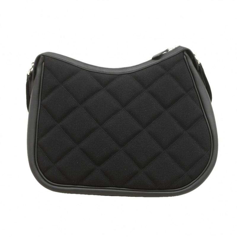 【6fd6192】エルメス ショルダーバッグ ホースバッグ スイフト コットン ブラック シルバー金具 W刻印【中古】レディース