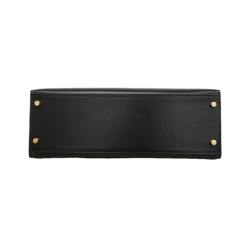 【6fd6193】エルメス ハンドバッグ ケリー32 ボックスカーフ ブラック ゴールド金具 □B刻印【中古】レディース