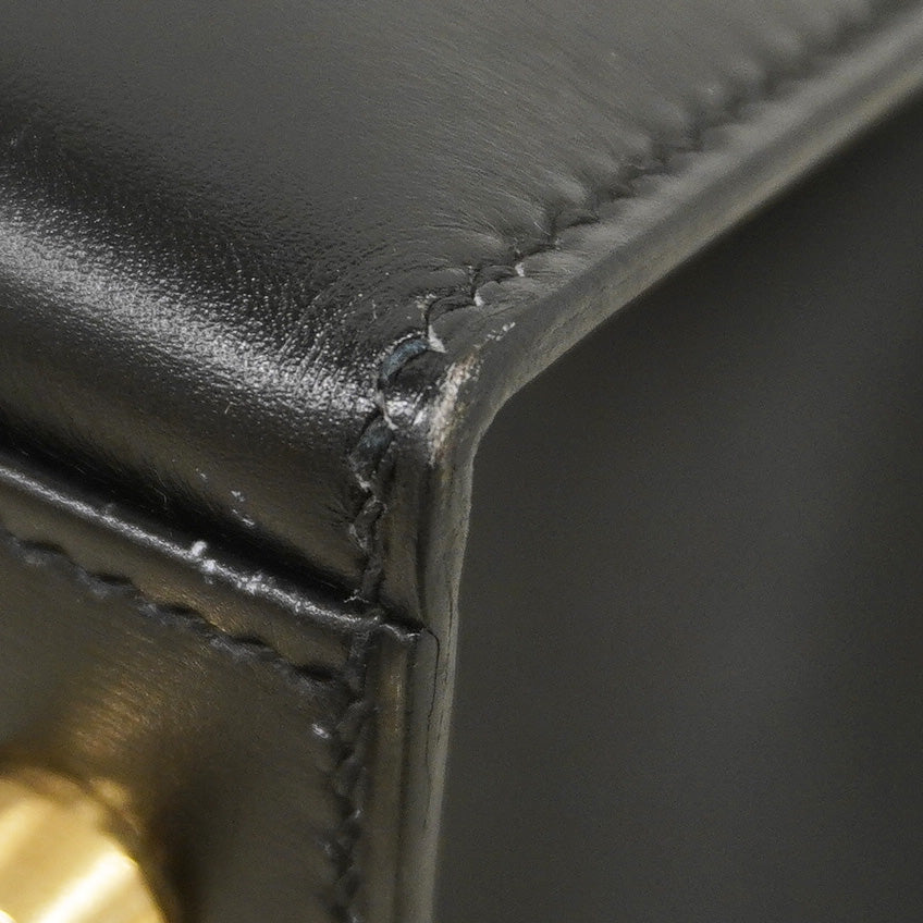 【6fd6193】エルメス ハンドバッグ ケリー32 ボックスカーフ ブラック ゴールド金具 □B刻印【中古】レディース