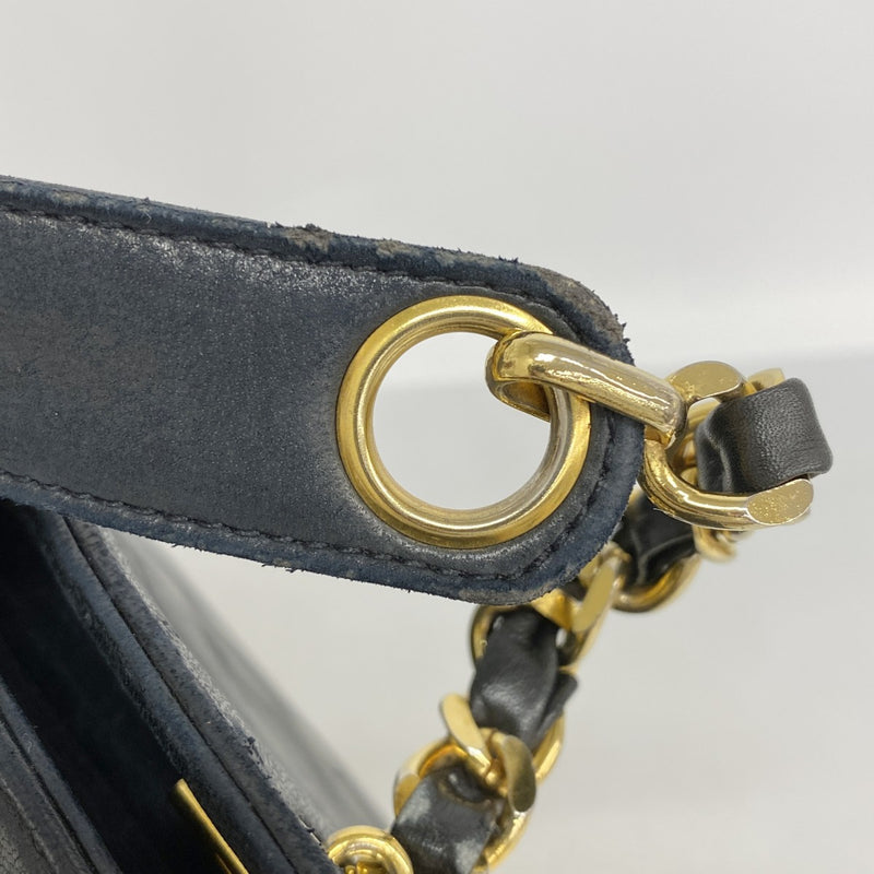 【6fd6202】シャネル チェーントート ラムスキン ブラック ゴールド金具【中古】レディース
