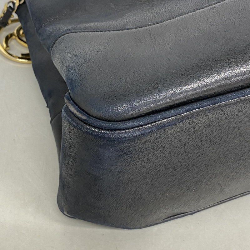 【6fd6202】シャネル チェーントート ラムスキン ブラック ゴールド金具【中古】レディース