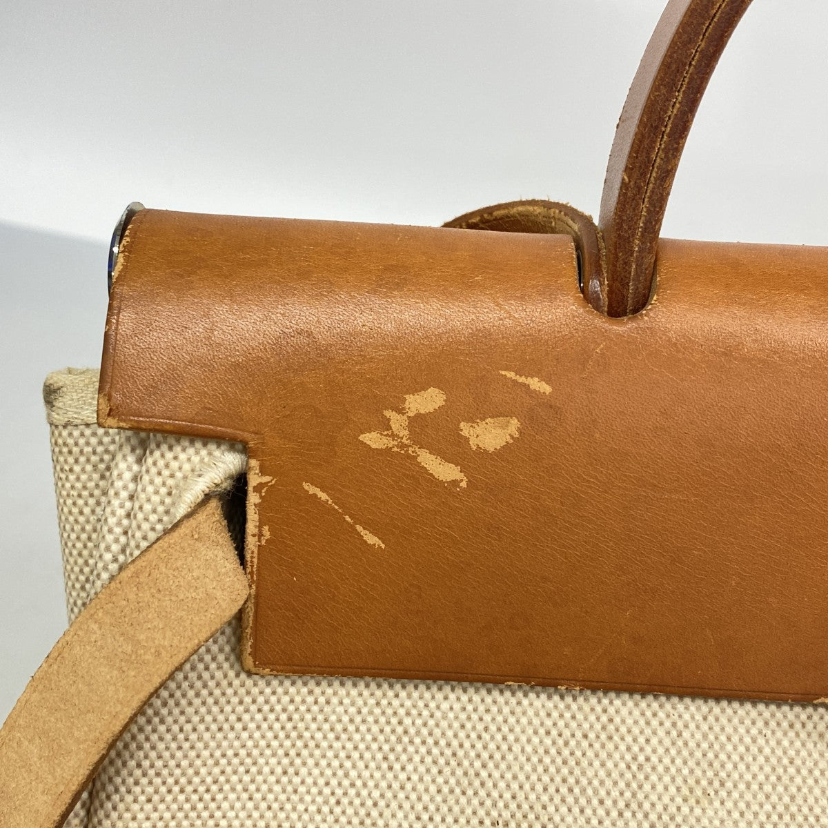 【6fd6205】エルメス ハンドバッグ エールバッグPM トワルアッシュ ナチュラル シルバー金具 □E刻印 2wayバッグ【中古】レディース