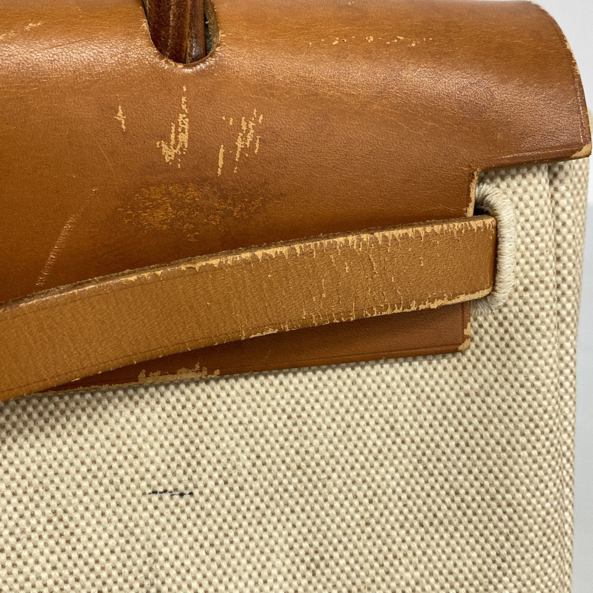 【6fd6205】エルメス ハンドバッグ エールバッグPM トワルアッシュ ナチュラル シルバー金具 □E刻印 2wayバッグ【中古】レディース