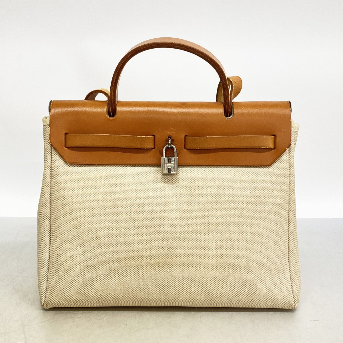 【6fd6205】エルメス ハンドバッグ エールバッグPM トワルアッシュ ナチュラル シルバー金具 □E刻印 2wayバッグ【中古】レディース