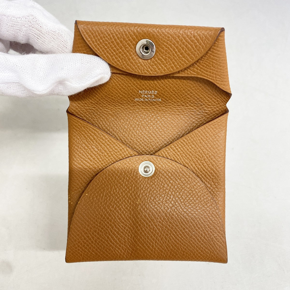 【6fd6206】エルメス コインケース バスティア ヴォーエプソン ゴールド シルバー金具 D刻印【中古】メンズ レディース ユニセックス
