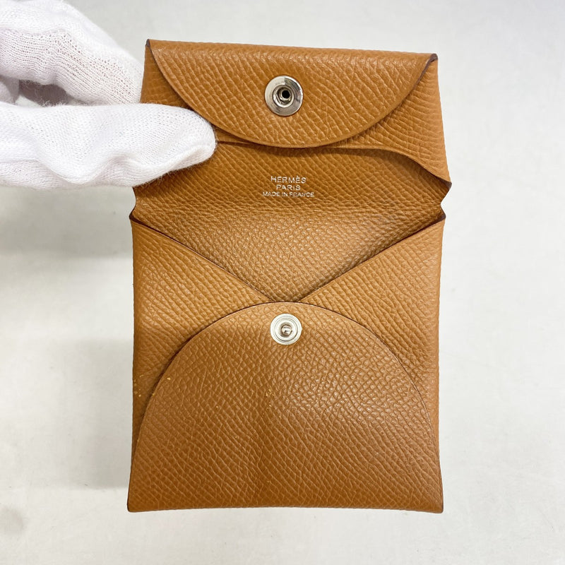 【6fd6206】エルメス コインケース バスティア ヴォーエプソン ゴールド シルバー金具 D刻印【中古】メンズ レディース ユニセックス