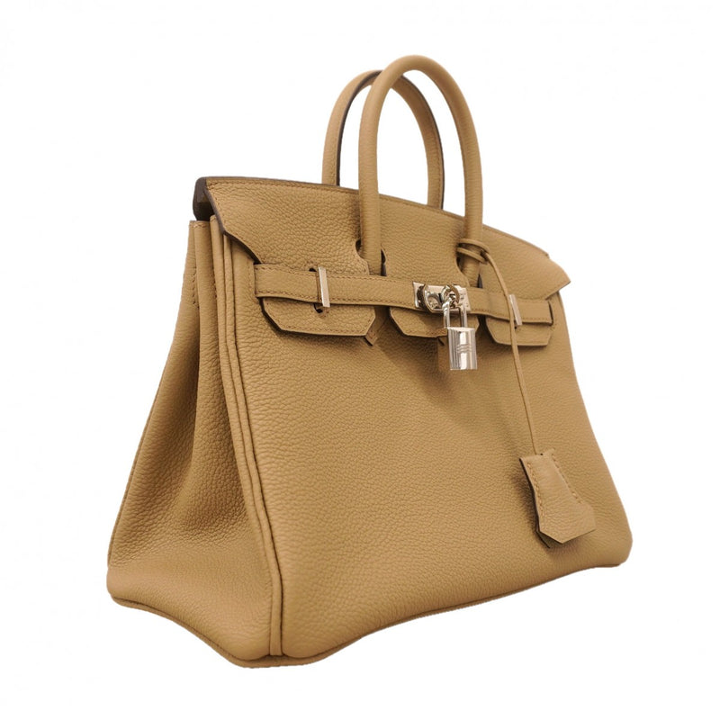 【6fd6208-g】エルメス ハンドバッグ バーキン25 トゴ ベージュマルファ シルバー金具 W刻印【中古】レディース