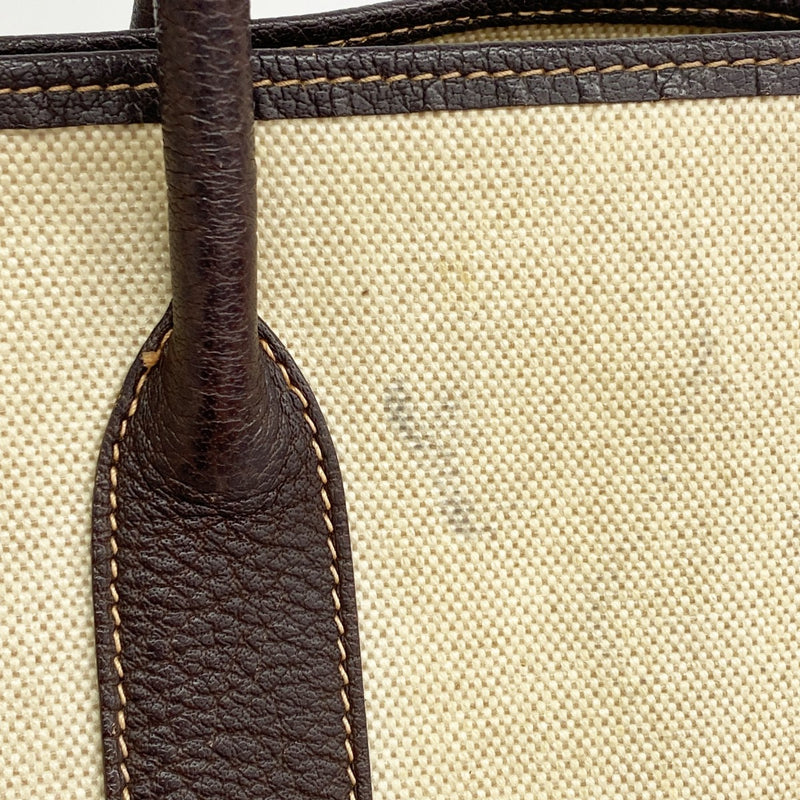 【6fd6226】エルメス トートバッグ ガーデンパーティPM トワルアッシュ ブラウン シルバー金具 □F刻印【中古】レディース