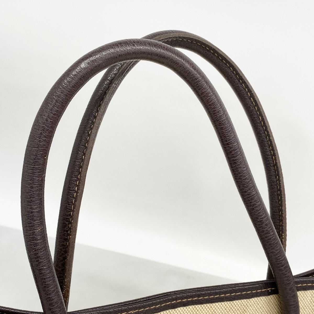 【6fd6226】エルメス トートバッグ ガーデンパーティPM トワルアッシュ ブラウン シルバー金具 □F刻印【中古】レディース