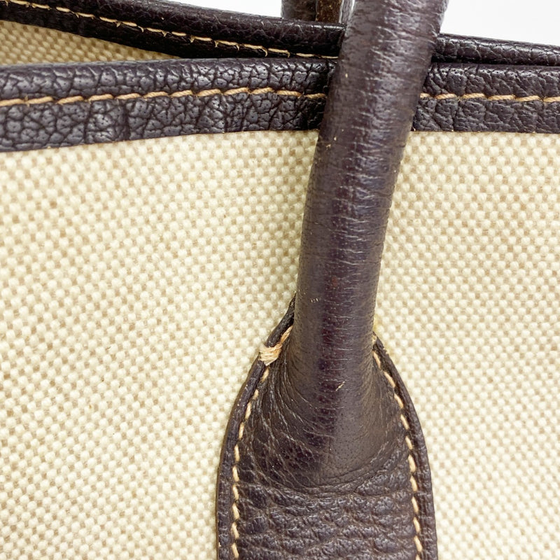 【6fd6226】エルメス トートバッグ ガーデンパーティPM トワルアッシュ ブラウン シルバー金具 □F刻印【中古】レディース
