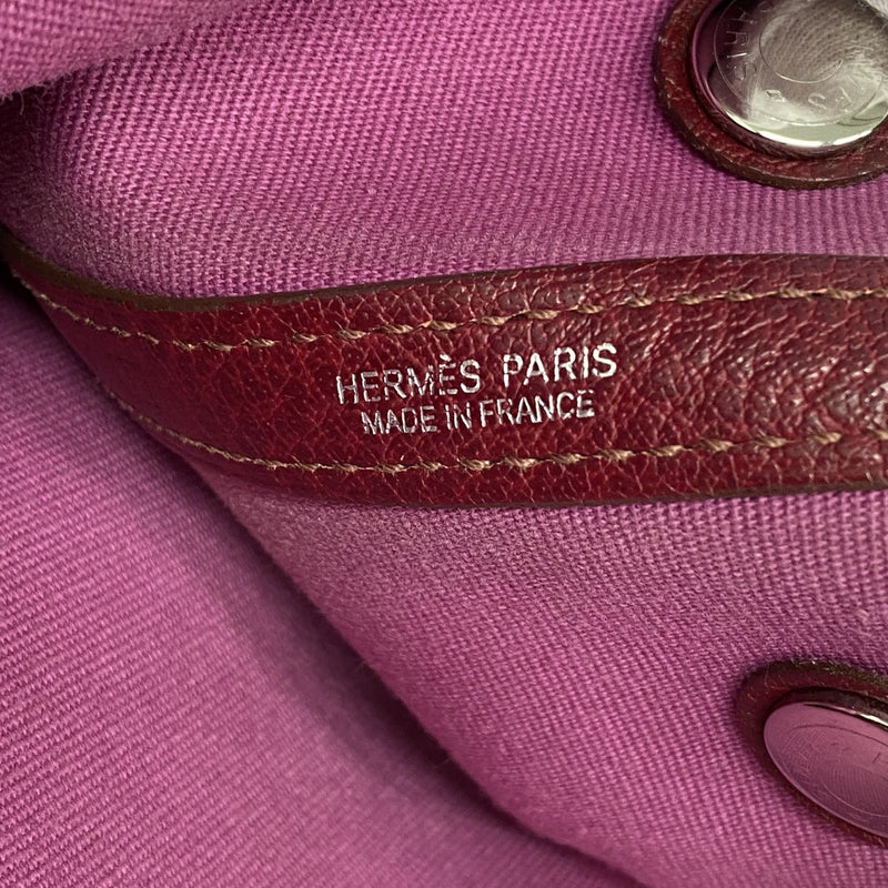 【6fd6227】エルメス ハンドバッグ ガーデンパーティTPM トワルオフィシエ レッド シルバー金具 □I刻印 2wayバッグ【中古】レディース