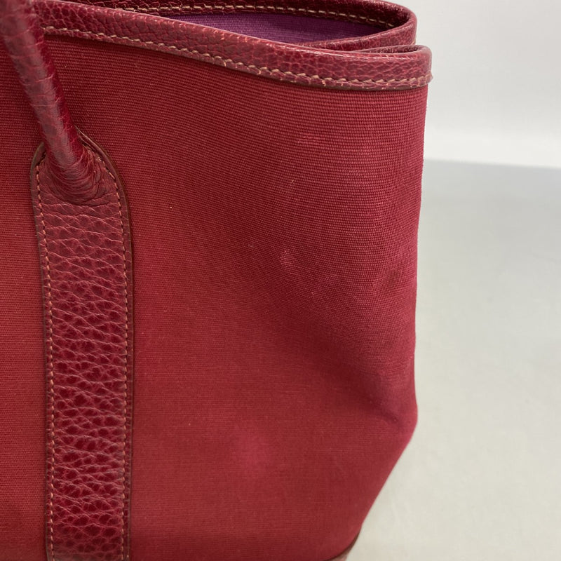 【6fd6227】エルメス ハンドバッグ ガーデンパーティTPM トワルオフィシエ レッド シルバー金具 □I刻印 2wayバッグ【中古】レディース