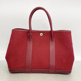 【6fd6227】エルメス ハンドバッグ ガーデンパーティTPM トワルオフィシエ レッド シルバー金具 □I刻印 2wayバッグ【中古】レディース
