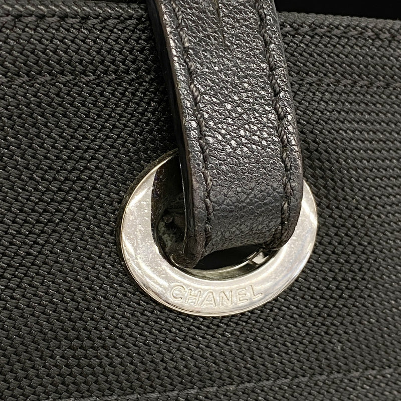 【6fd6251】シャネル トートバッグ パリビアリッツ キャンバス ブラック シルバー金具【中古】レディース