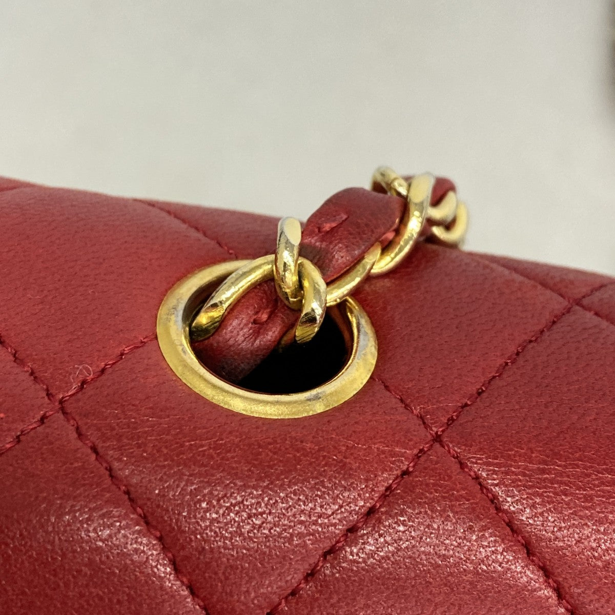 【6fd6252】シャネル ショルダーバッグ マトラッセ チェーンショルダー ラムスキン レッド ゴールド金具【中古】レディース