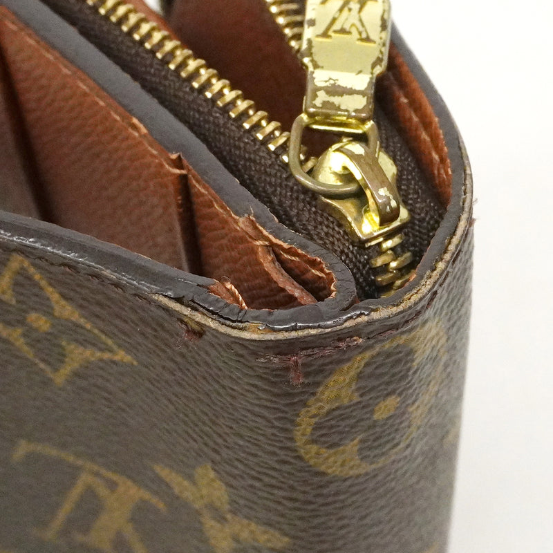 【6fd6249】ルイヴィトン 財布 モノグラム コンパクトジップ M61667 ブラウン【中古】レディース