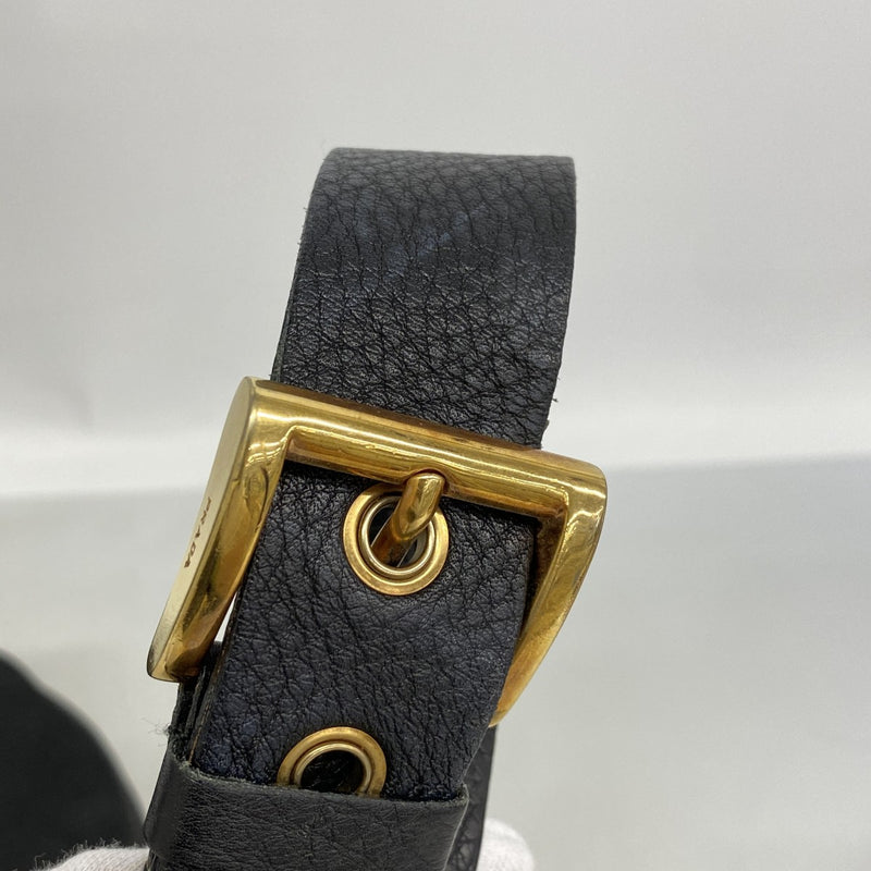 【6fd6261】プラダ ショルダーバッグ テスート ナイロン ブラック ゴールド金具【中古】レディース