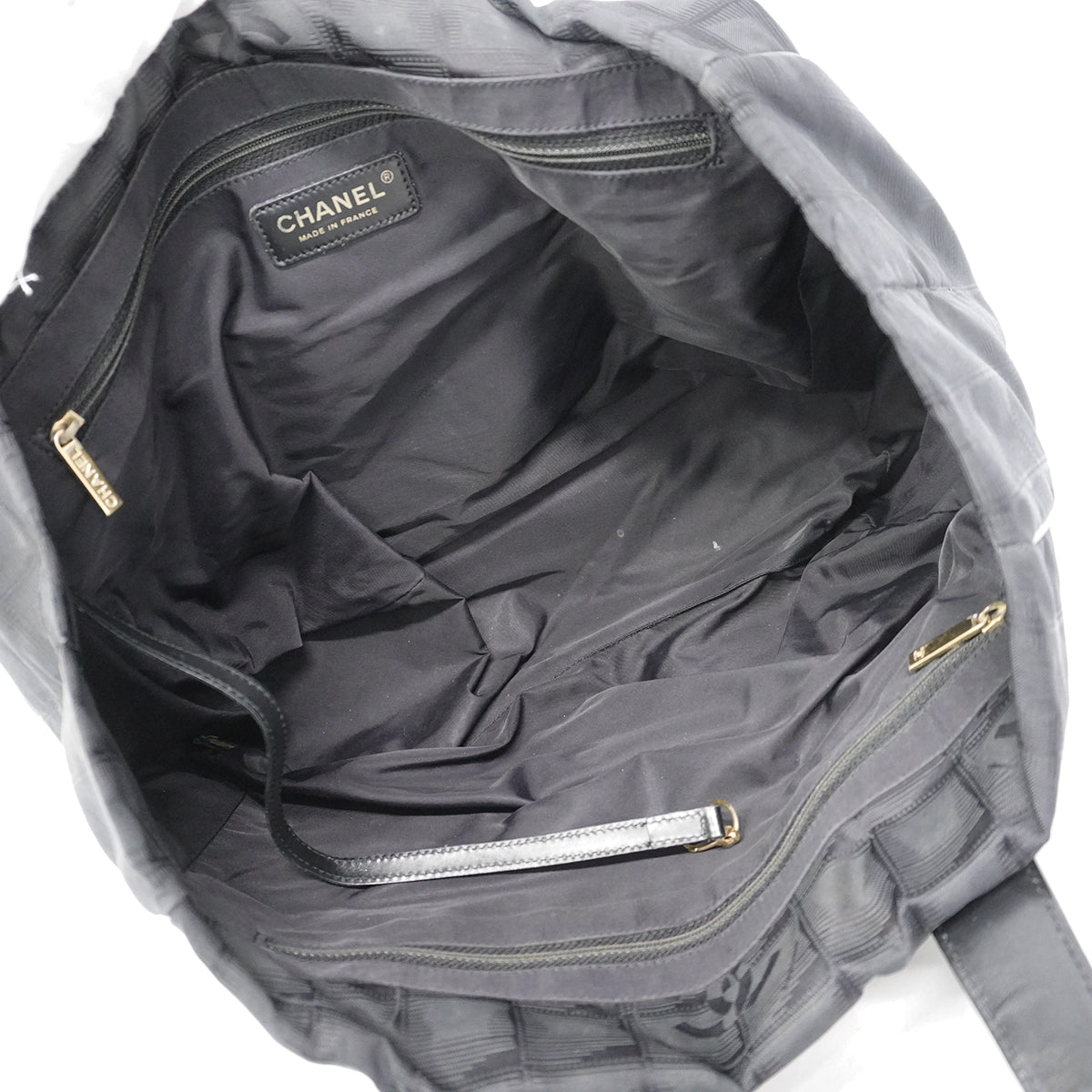 【6fd6273-k】シャネル トートバッグ ニュートラベル ナイロン ブラック ゴールド金具【中古】レディース