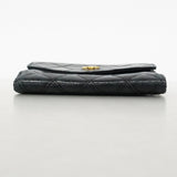 【6fd6279-k】シャネル 財布 ビコローレ ラムスキン ブラック ゴールド金具【中古】レディース