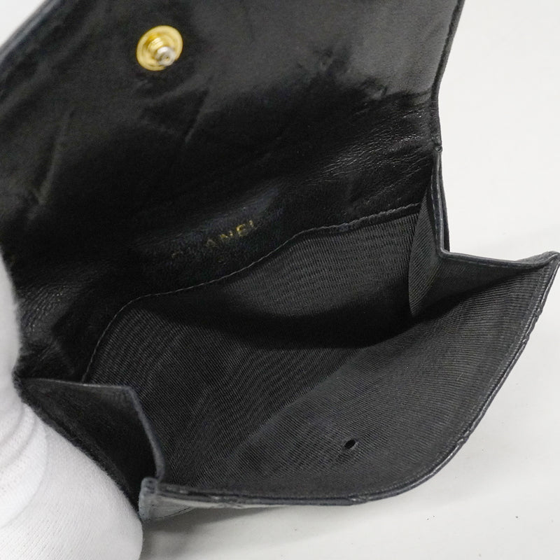 【6fd6279-k】シャネル 財布 ビコローレ ラムスキン ブラック ゴールド金具【中古】レディース