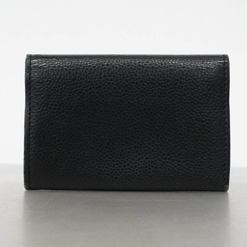 【6fd6280-k】シャネル カードケース キャビアスキン ブラック シルバー金具【中古】レディース