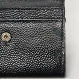【6fd6280-k】シャネル カードケース キャビアスキン ブラック シルバー金具【中古】レディース
