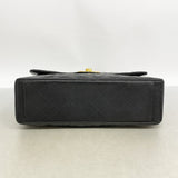 【6fd6281】シャネル ショルダーバッグ デカマトラッセ Wチェーン ラムスキン ブラック ゴールド金具【中古】レディース