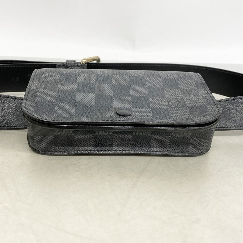 【6fd6289】ルイヴィトン ウエストバッグ ダミエ・グラフィット サンチュールポシェットオム M6837 ブラック【中古】メンズ