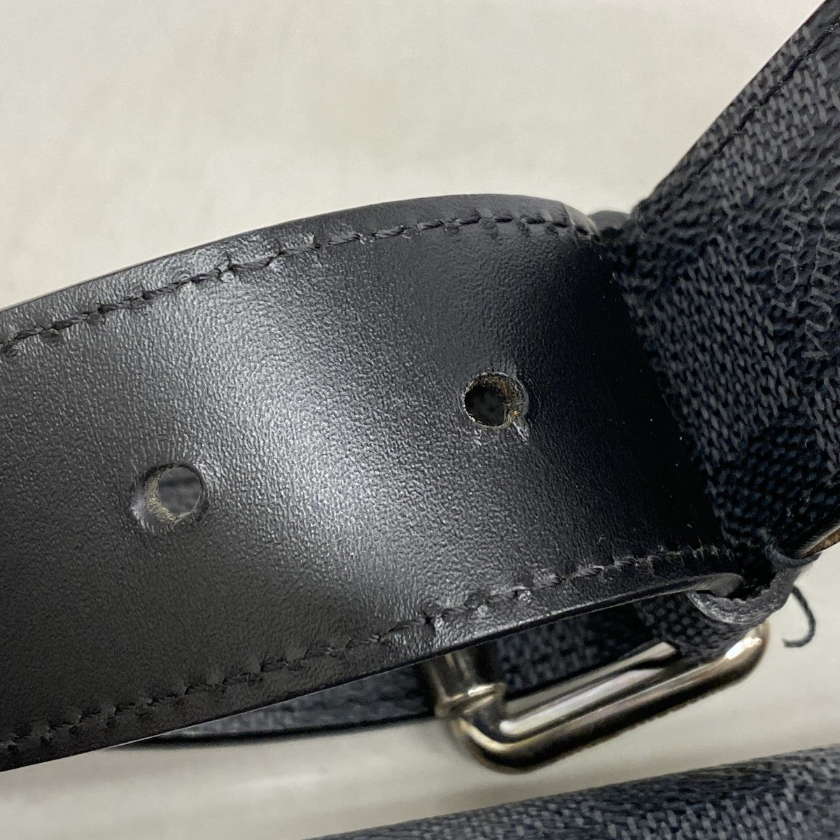 【6fd6289】ルイヴィトン ウエストバッグ ダミエ・グラフィット サンチュールポシェットオム M6837 ブラック【中古】メンズ