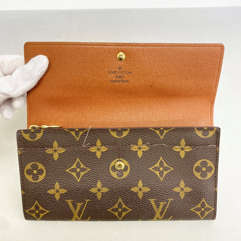 【6fd6290】ルイヴィトン 長財布 モノグラム ポシェットポルトモネクレディ M61725 ブラウン【中古】レディース