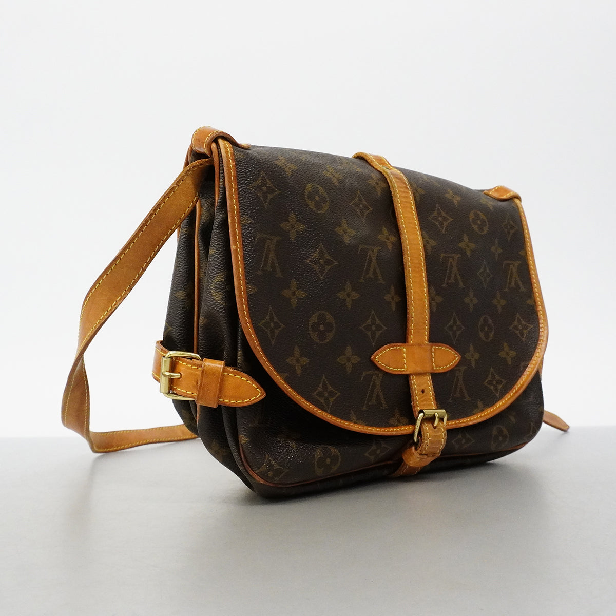 【6fd6302】ルイヴィトン ショルダーバッグ モノグラム ソミュール30 M42256 ブラウン【中古】レディース