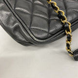 【6fe6306】シャネル ショルダーバッグ マトラッセ チェーンショルダー ラムスキン ブラック ゴールド金具【中古】レディース