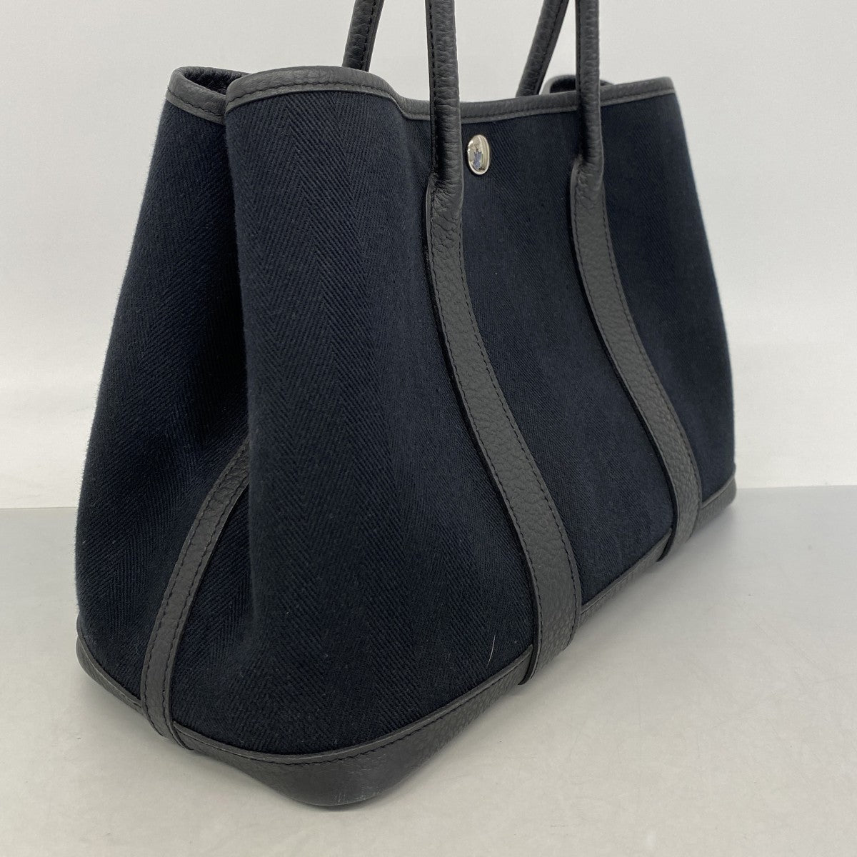 【6fe6345】エルメス トートバッグ ガーデンパーティTPM キャンバス ブラック シルバー金具 T刻印【中古】レディース