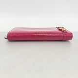 【6fe6351】グッチ 長財布 マイクロGG 309758 エナメル ピンク ゴールド金具【中古】レディース