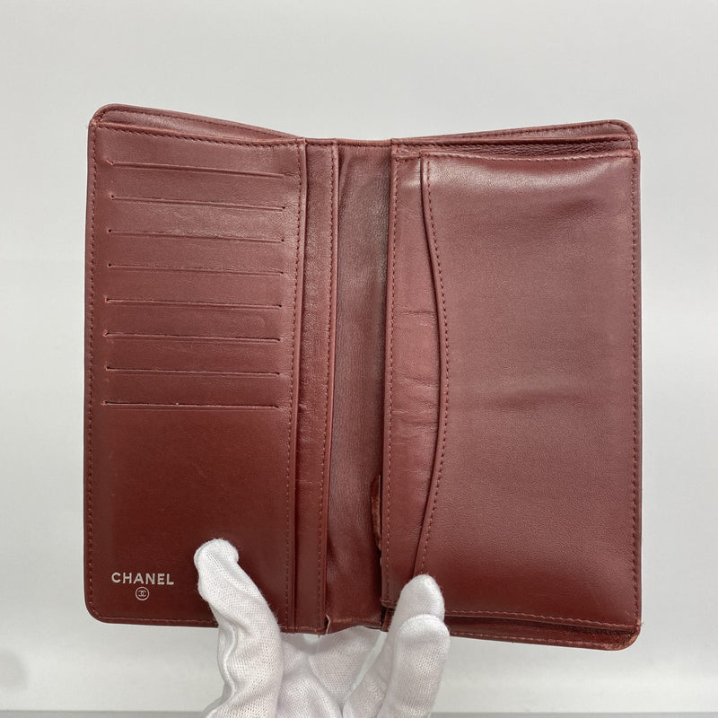 【6fe6365-k】シャネル 長財布 マトラッセ キャビアスキン ブラック シルバー金具【中古】レディース