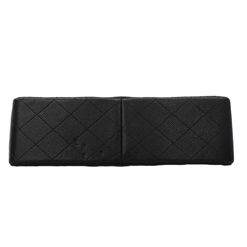 【6fe6375】シャネル ショルダーバッグ デカマトラッセ Wフラップ Wチェーン キャビアスキン ブラック シルバー金具【中古】レディース