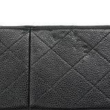 【6fe6375】シャネル ショルダーバッグ デカマトラッセ Wフラップ Wチェーン キャビアスキン ブラック シルバー金具【中古】レディース
