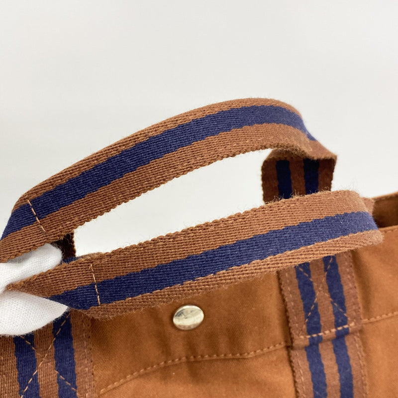 【6fe6396-k】エルメス トートバッグ フールトゥMM キャンバス ブラウン シルバー金具【中古】メンズ レディース ユニセックス