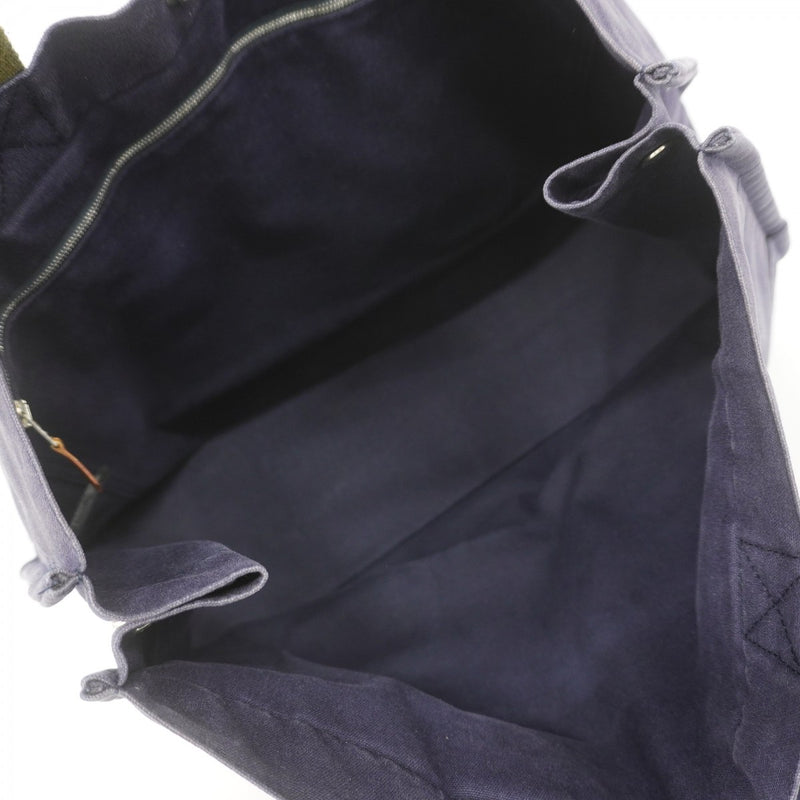 【6fe6411】エルメス トートバッグ フールトゥMM キャンバス ネイビー シルバー金具【中古】レディース