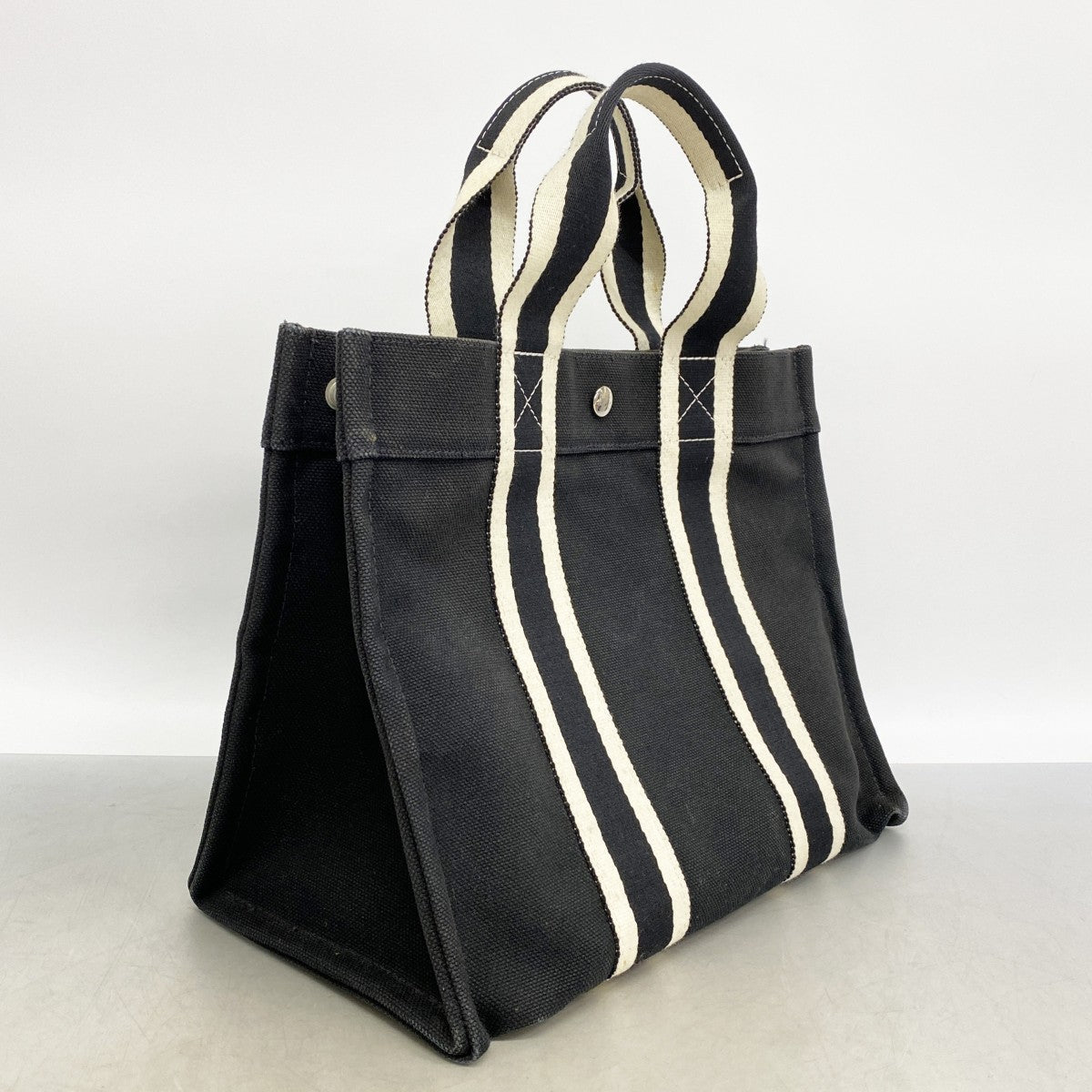 【6fe6420】エルメス トートバッグ ボラボラPM キャンバス ブラック シルバー金具【中古】レディース