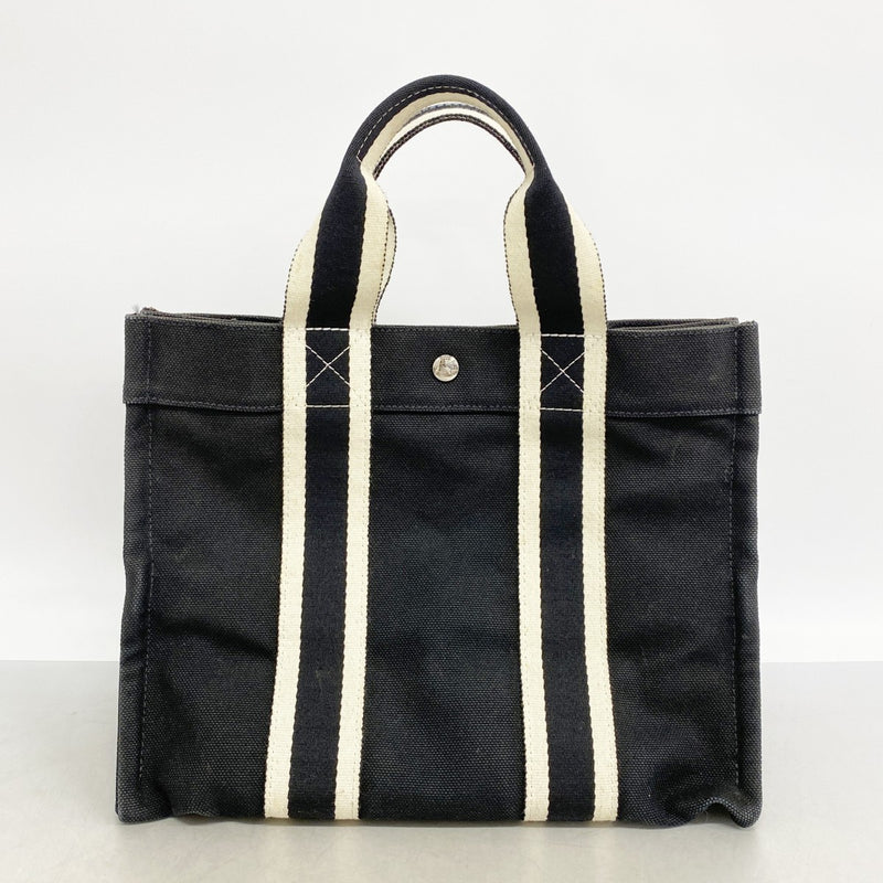 【6fe6420】エルメス トートバッグ ボラボラPM キャンバス ブラック シルバー金具【中古】レディース