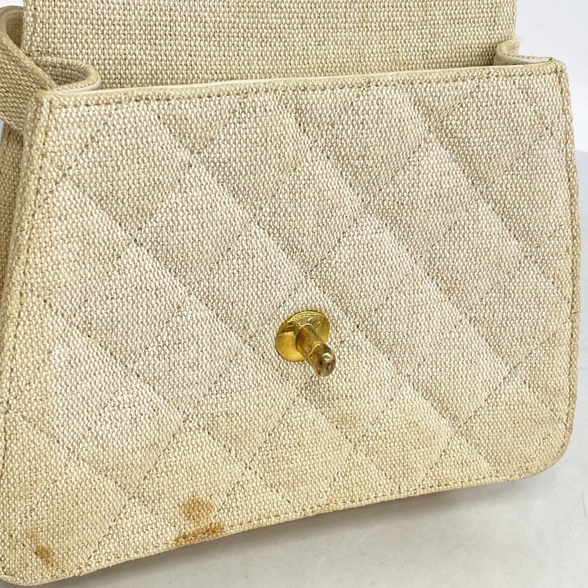 【6fe6423】シャネル ハンドバッグ マトラッセ キャンバス ベージュ ゴールド金具【中古】レディース