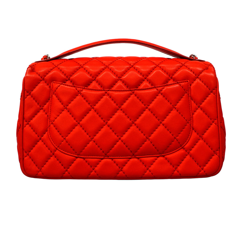 【6fe6430】シャネル ハンドバッグ マトラッセ チェーンショルダー ラムスキン レッド シルバー金具 2wayバッグ【中古】レディース