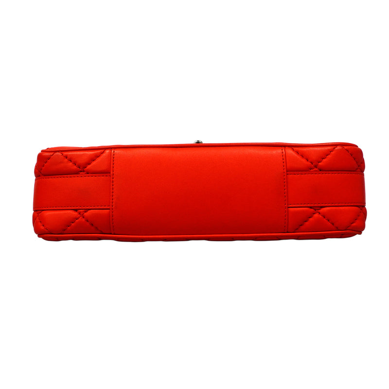 【6fe6430】シャネル ハンドバッグ マトラッセ チェーンショルダー ラムスキン レッド シルバー金具 2wayバッグ【中古】レディース