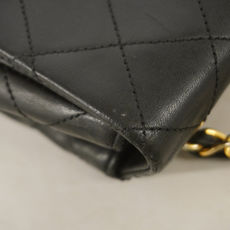 【6fe6436】シャネル ショルダーバッグ マトラッセ チェーンショルダー ラムスキン ブラック ゴールド金具【中古】レディース