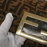【6fe6440】フェンディ ハンドバッグ ズッカ キャンバス ブラウン シャンパンゴールド金具【中古】レディース