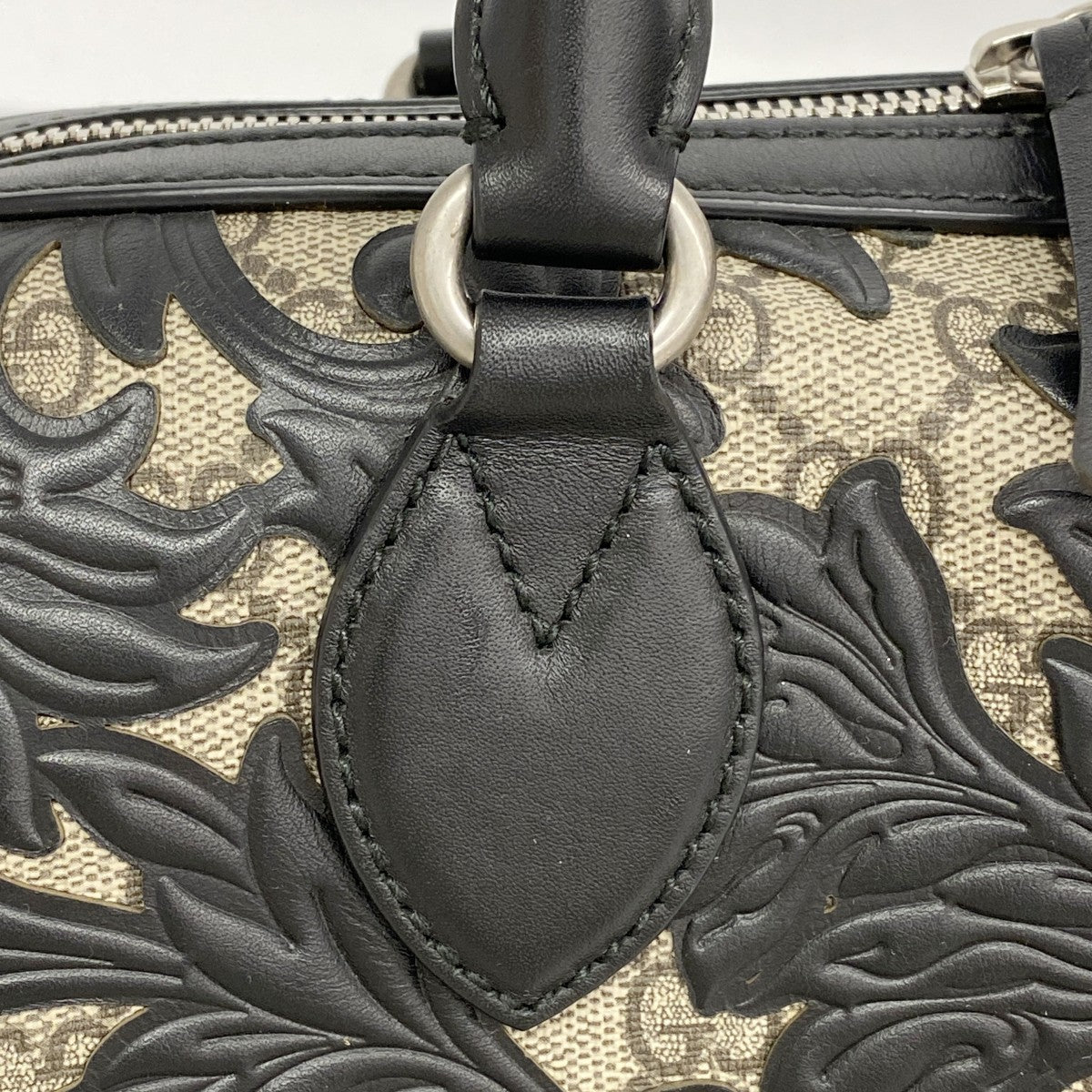 【6fe6444】グッチ ハンドバッグ GGスプリーム 409529 PVC ブラック シルバー金具【中古】レディース