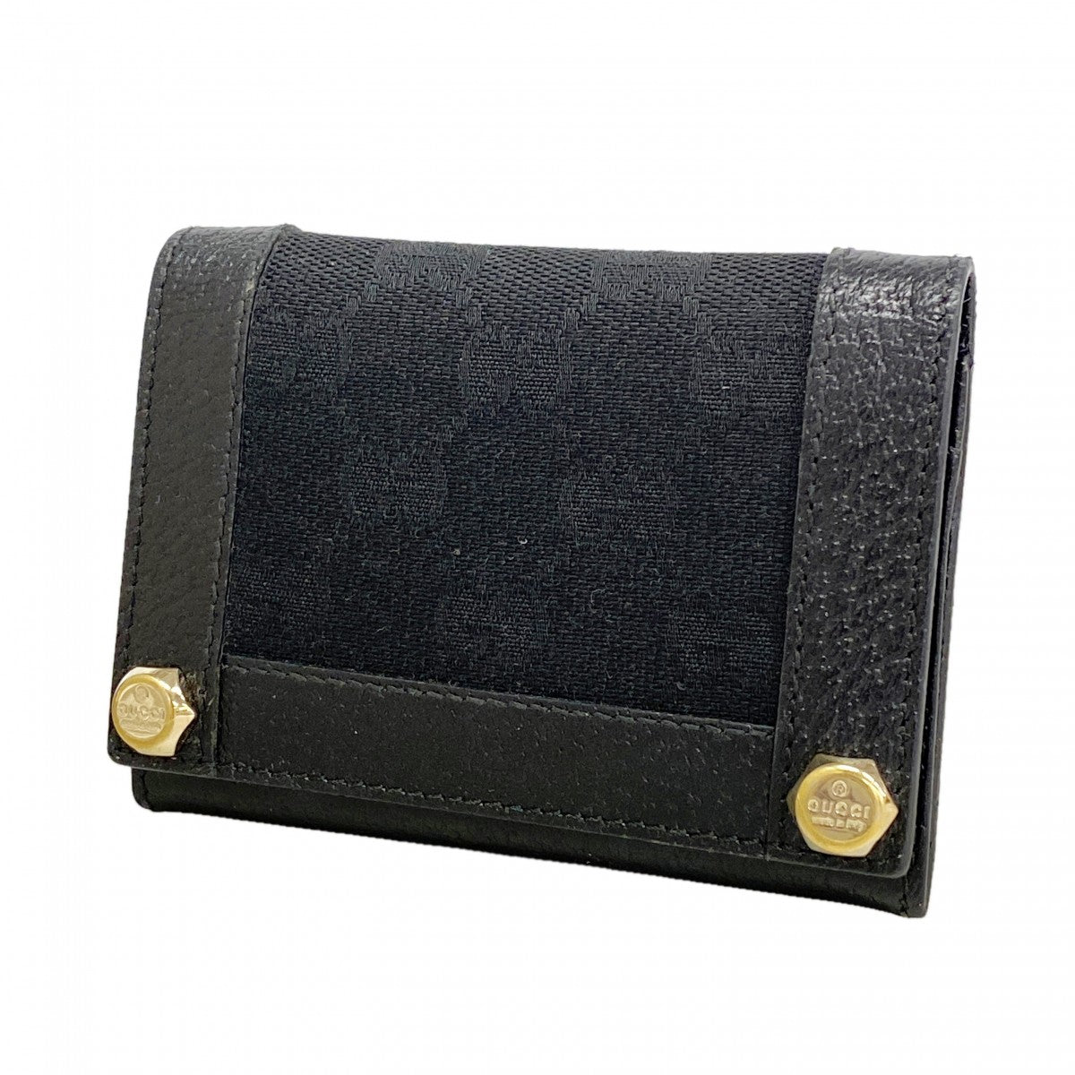 【6fe6445】グッチ カードケース GGキャンバス 154165 キャンバス ブラック ゴールド金具【中古】メンズ レディース ユニセックス