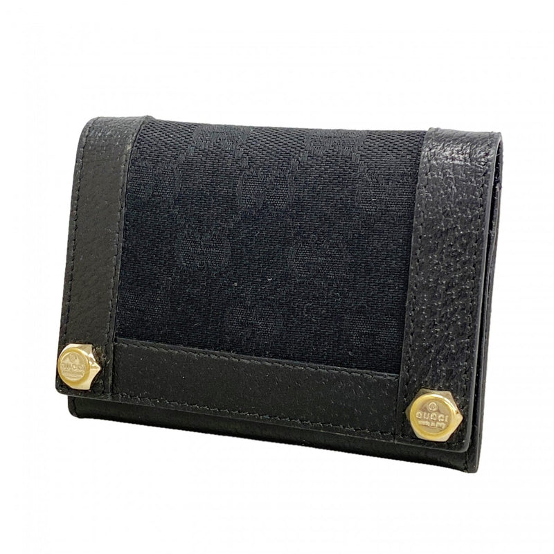 【6fe6445】グッチ カードケース GGキャンバス 154165 キャンバス ブラック ゴールド金具【中古】メンズ レディース ユニセックス